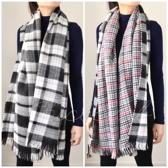 CASHMERE LIKE SOFT PLAID TARTAN  DOUBLE SIDED BLANKET SCARF OVERSIZES WIDE SHAWL - Picture 2 of 2